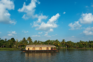 Image showing Houseboat on Kerala backwaters, India