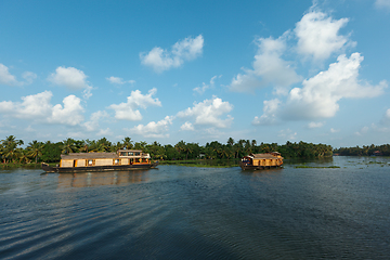 Image showing Houseboat on Kerala backwaters, India