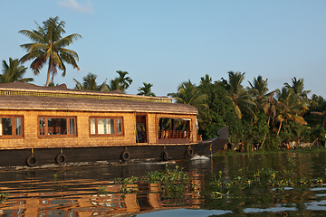 Image showing Houseboat on Kerala backwaters, India