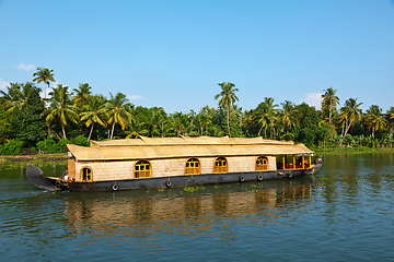 Image showing Houseboat on Kerala backwaters, India