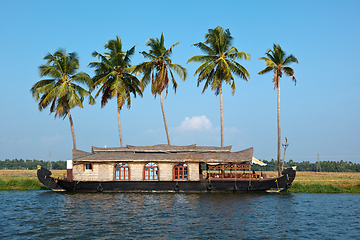 Image showing Houseboat on Kerala backwaters, India