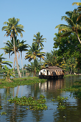 Image showing Houseboat on Kerala backwaters, India