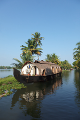 Image showing Houseboat on Kerala backwaters, India