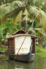 Image showing Houseboat on Kerala backwaters, India