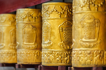 Image showing Prayer wheels in Tabo Monastery