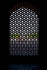 Image showing Marble carved screen window at Humayun's Tomb, Delhi