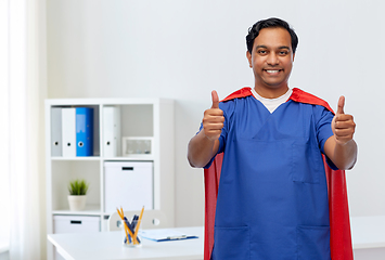 Image showing male doctor in superhero cape showing thumbs up