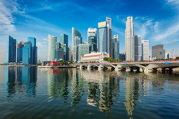 Image showing Singapore skyline over Marina Bay