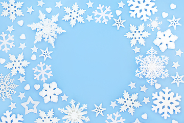 Image showing Snowflake Star and Heart Decorations Fantasy Background 