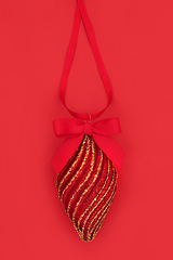 Image showing Red and Gold Christmas Tree Bauble Decoration 