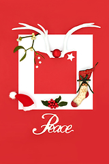 Image showing Christmas Peace Sign with Traditional Festive Symbols