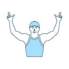 Image showing Football Fan With Hands Up Icon