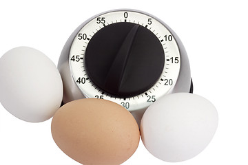 Image showing Eggs with Egg Timer