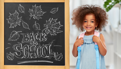 Image showing happy little african american girl with backpack