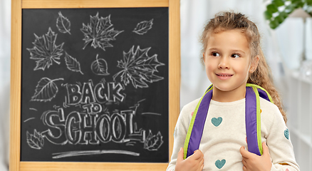 Image showing happy little student girl with school backpack