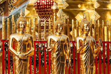 Image showing Gold Buddha statues in Wat Phra That Doi Suthep