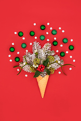 Image showing Christmas Fun Decorative Surreal Ice Cream Cone