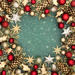 Image showing Christmas Abstract Gold and Red Festive Bauble Background 