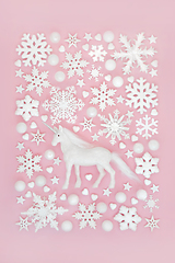 Image showing Festive Magical Mythical  Unicorn Fantasy Christmas Background