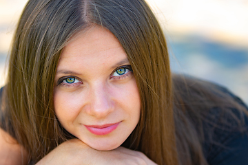 Image showing Close-up portrait of a beautiful girl of Slavic appearance