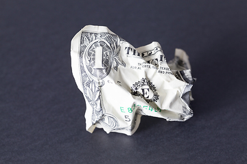 Image showing one crumpled American dollar