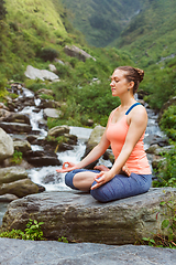 Image showing Woman in Padmasana outdoors