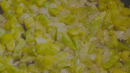 Image showing Preparation of vegetable stew in a frying pan