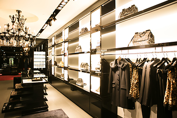 Image showing bright and fashionable interior of shoe store in modern mall
