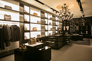 Image showing bright and fashionable interior of shoe store in modern mall