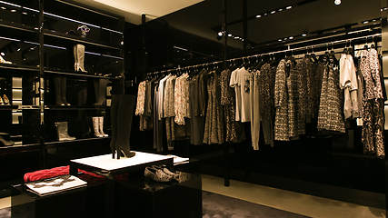 Image showing bright and fashionable interior of shoe store in modern mall