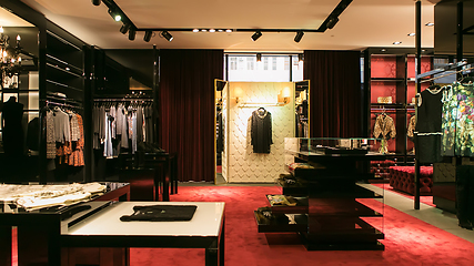 Image showing bright and fashionable interior of shoe store in modern mall