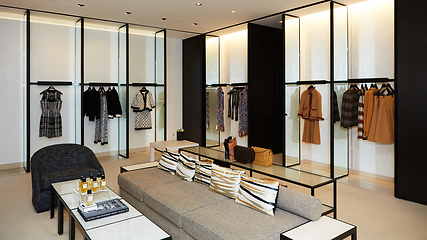 Image showing fashionable interior of boutique in modern mall.