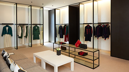 Image showing fashionable interior of boutique in modern mall.