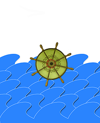 Image showing marine waves with steering-wheel
