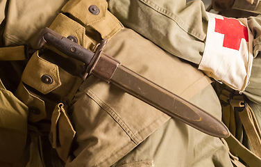 Image showing Close-up of a soldier with a knife