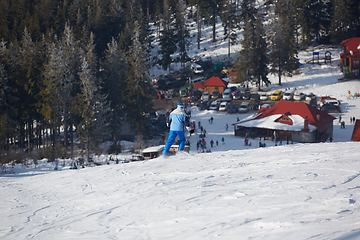 Image showing Male freeride skier in the mountains