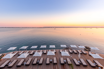 Image showing SYRACUSE, ITALY - sunset in front of the sea