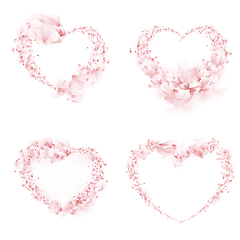 Image showing Set of Hearts with flowers petals. EPS 10