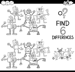 Image showing differences with robots coloring page