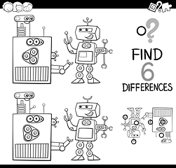 Image showing differences with robots coloring page