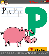 Image showing letter p with cartoon pig