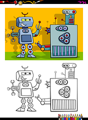 Image showing robot characters coloring page