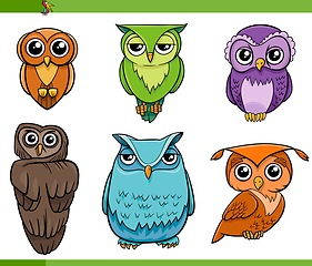 Image showing owl bird characters cartoon set