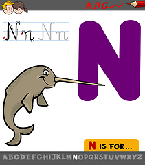 Image showing letter n with cartoon narwhal