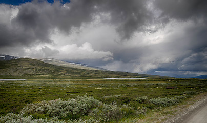 Image showing Dramatic norwegian landscape in cold summer