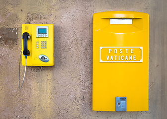 Image showing Yellow post box in Vatican