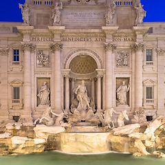 Image showing Trevi fountain at night
