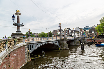 Image showing Canal and bridge in Amsterdam