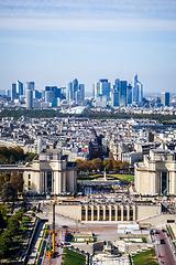 Image showing Aerial city view of Paris from Eiffel Tower, France