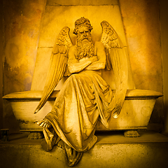 Image showing Angel statue on a 1820 tomb located in an old Italian cemetery